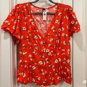 NWT Old Navy Floral Peplum Blouse